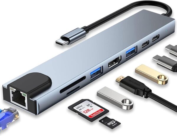 USB-C to HDTV 4K 8-in-1 Adapter Hub