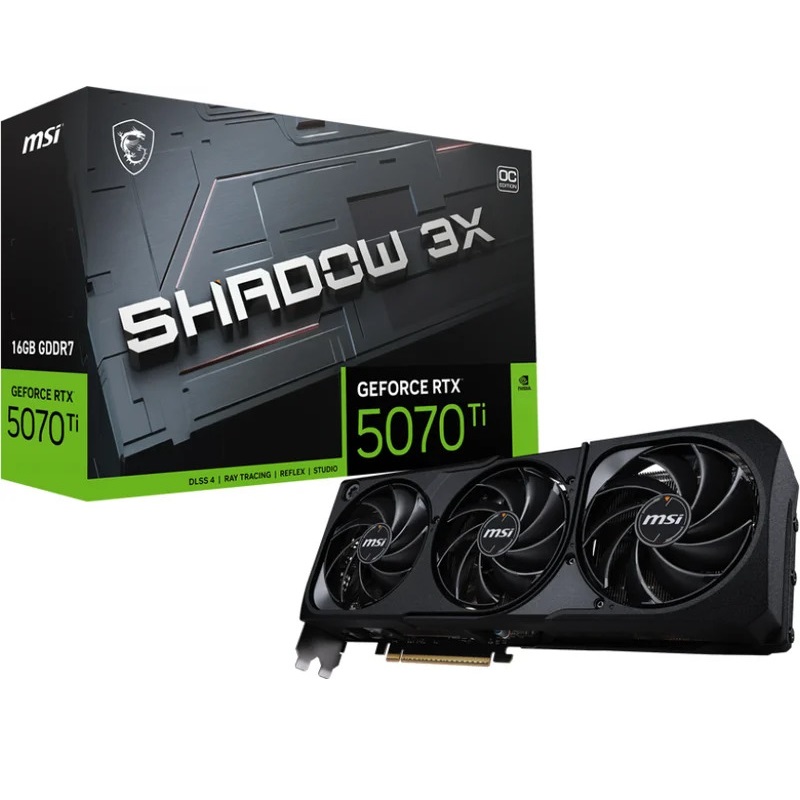 New MSI Nvidia GeForce RTX 5070 Shadow 3x 16GB GDDR7 Graphics Card GPU for Gaming Video Editing Architecture Photography Rendering