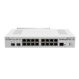 MikroTik CCR2004-16G-2S+: High-performance router with 16 Gigabit ports, 2×10G SFP+, a powerful quad-core ARM CPU for fast enterprise networking.
