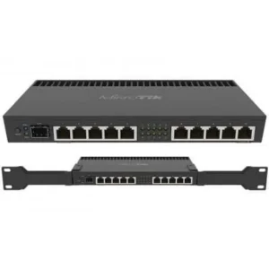 MikroTik RB4011iGS+RM: High-performance router with 10× Gigabit ports, 1× 10G SFP+, and a 1.4 GHz quad-core CPU for fast networking.