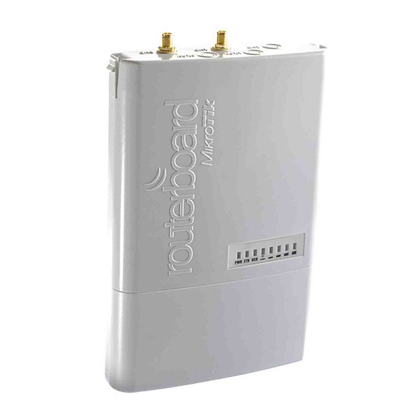 MikroTik BaseBox 5 RB912UAG-5HPnD-OUT – Outdoor wireless access point with 5 GHz Wi‑Fi, high‑power antenna, Gigabit Ethernet, and RouterOS for long-range connectivity.