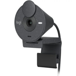 Logitech BRIO 300 Graphite 1080p Webcam — Full HD 1080p video with auto light correction, noise-reducing mic, USB-C connectivity, and built-in privacy shutter.