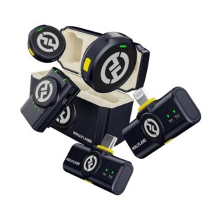Hollyland LARK M2 Camera – Ultra-Light Wireless Mic with 48kHz/24-bit Audio, Noise Cancellation, 300m Transmission Range, and Up to 40 Hours Battery Life.